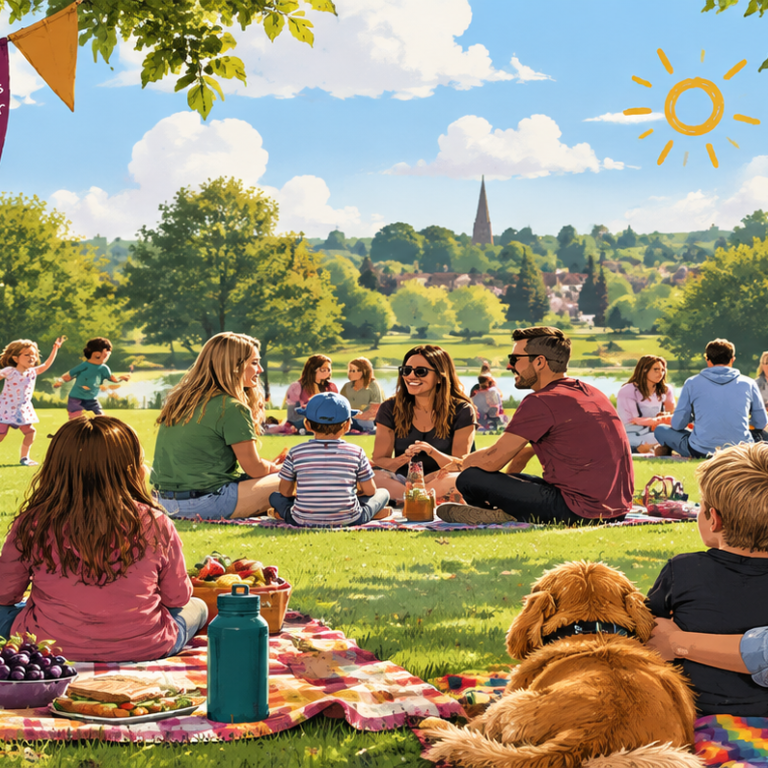 Upcoming Family Events – Swindon Foster Carers Association Foster carers, children and families enjoying a community picnic together at an outdoor family event.